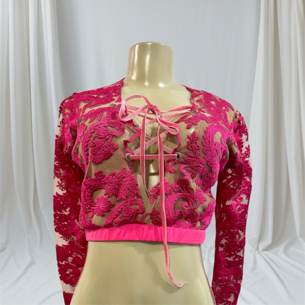 Pink Lace Crop Top